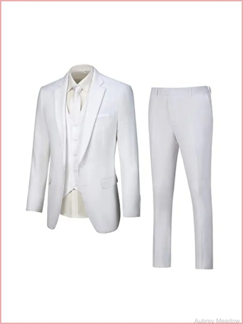 Linen 3 Piece Suit Set Slim Fit Jacket Vest Pants Wedding Tuxedo Groom Prom